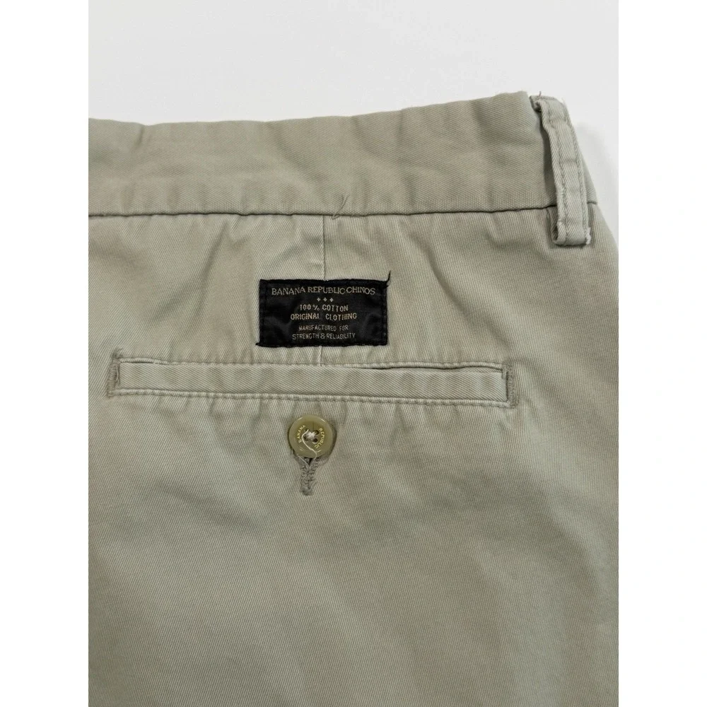 Banana Republic Gavin Fit Mens Cotton Chino Pants Khaki 35x30 Relaxed Straight